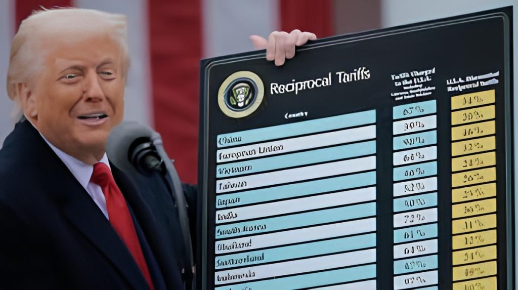 Foto kenaikan tarif impor yang ditetapkan Donald Trump oleh CNN Indonesia