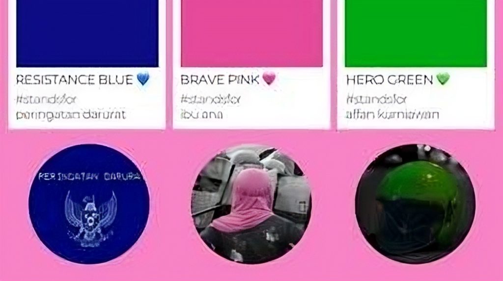 Foto campaign brave pink hero green buntut demo DPR oleh Yoursay